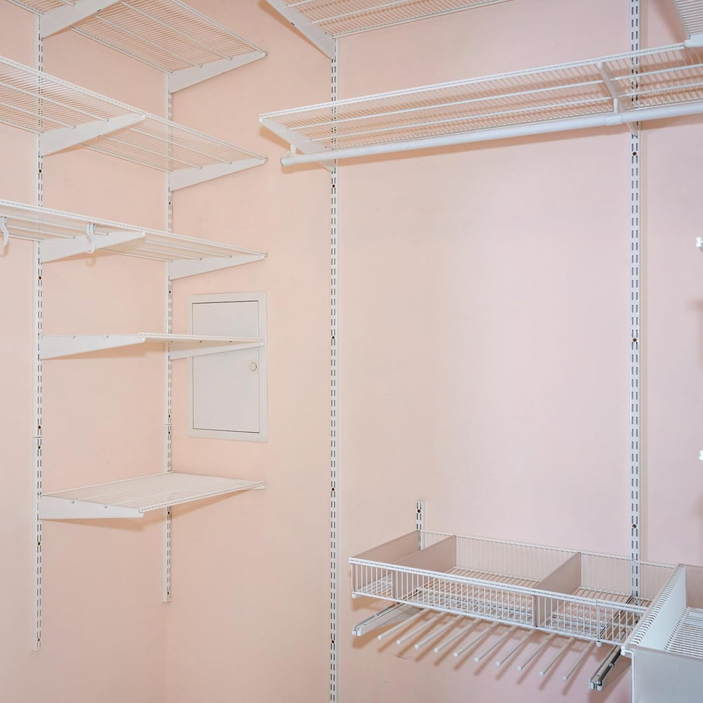 MorningRo 12 Pack 47.5" Dual Track Shelving Rail, Dual Slot Upright, White