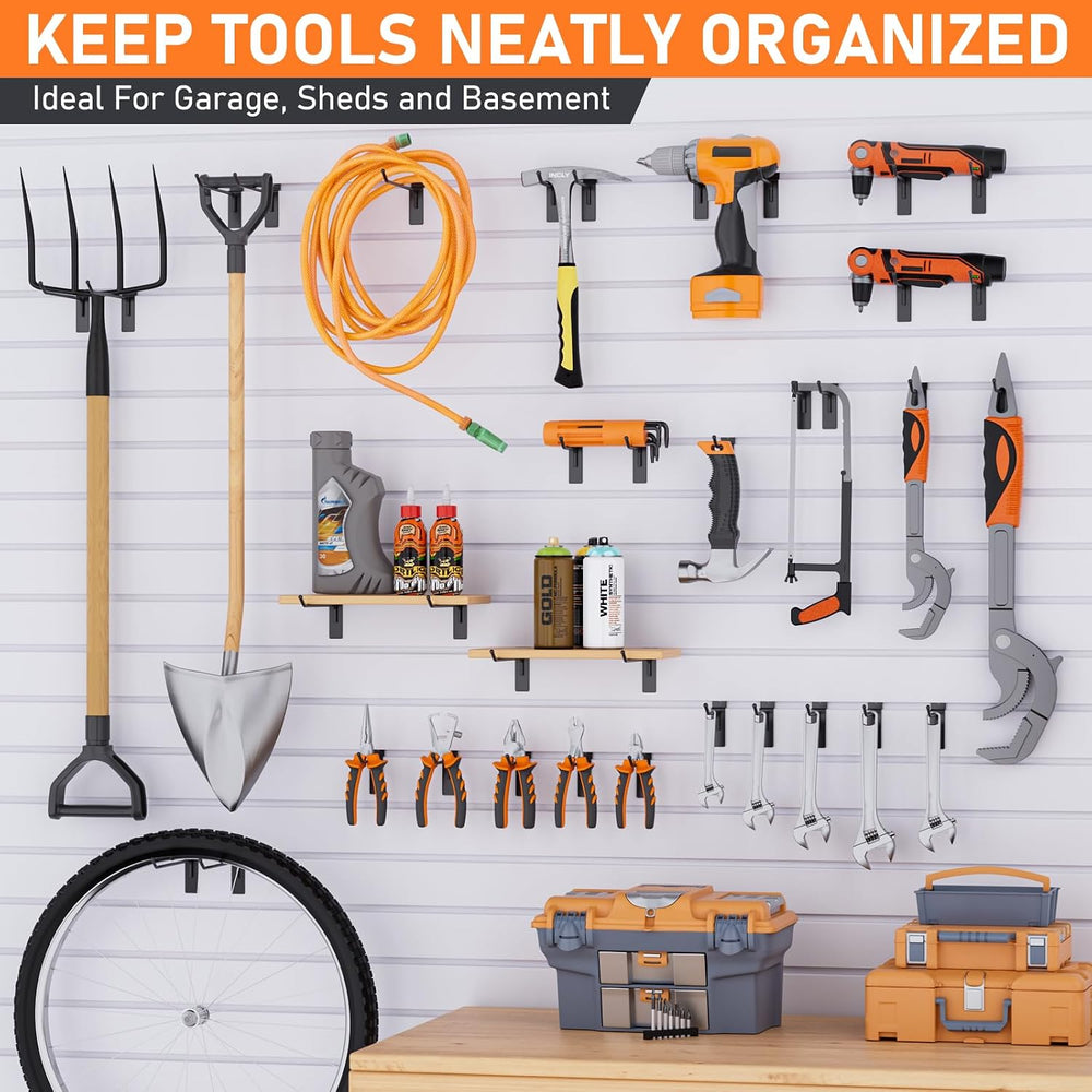 INCLY 60 Pack Slatwall Hooks, 4/6/8 Inch Slat Wall Hanging Hook and Hanger