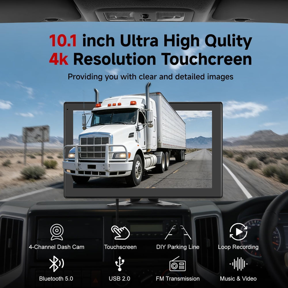 10.1 Inch 4K Touch Screen Wired RV Backup Camera System