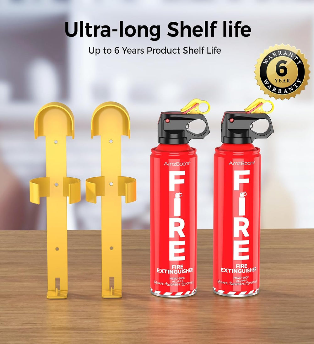 AmzBoom 2-Pack Fire Extinguisher Kit,Compact ABCK Spray for Home, Kitchen, Ca...