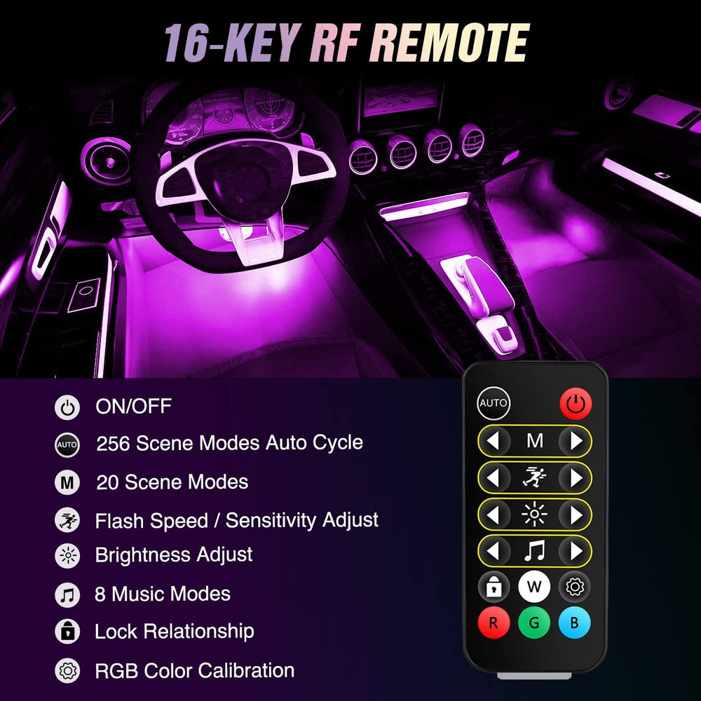 Nilight 4PCS USB Car Interior Lights Dream Color App and Remote Control