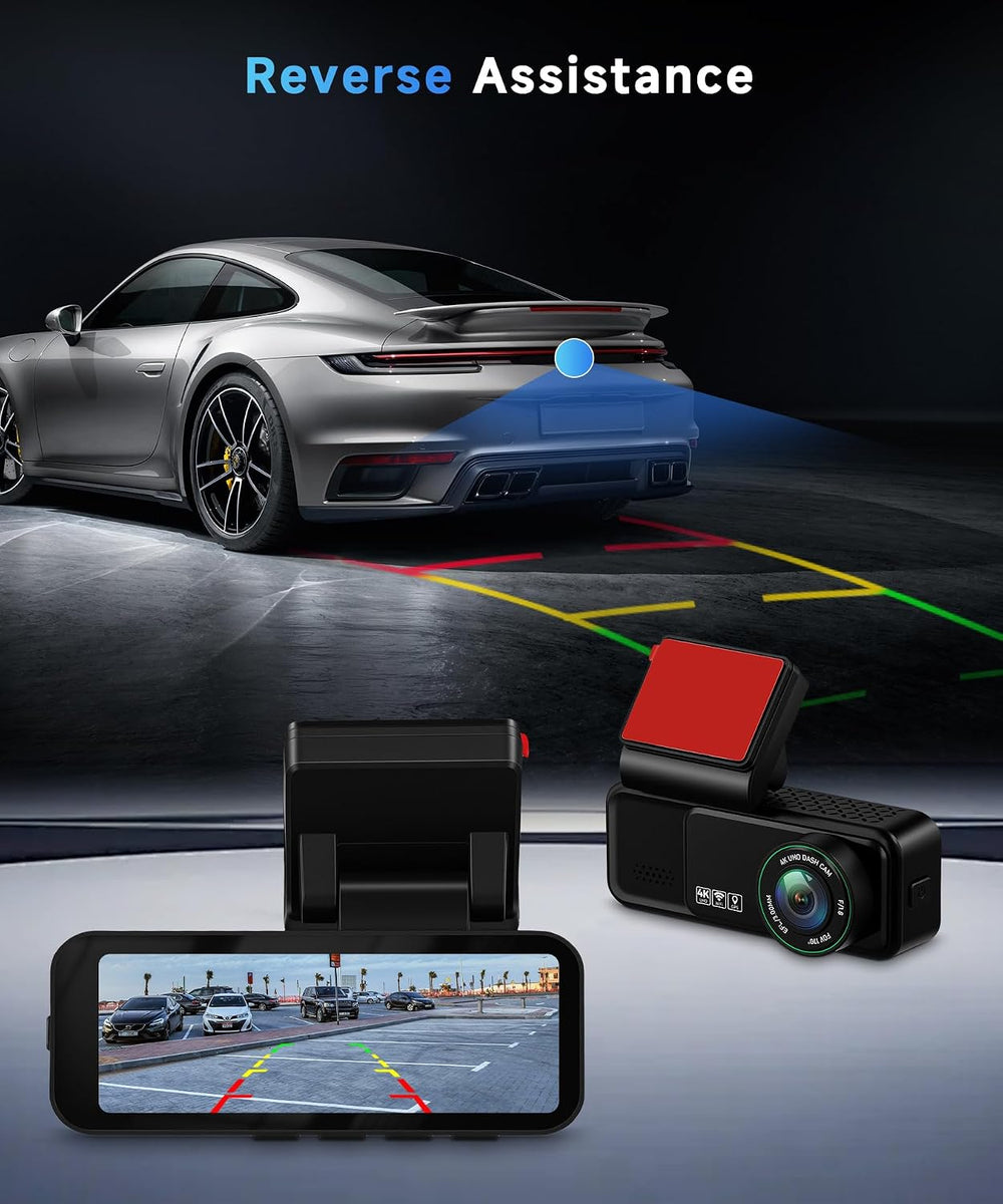 2 Channel Dash Cam 360° Front and Rear Inside, 4K Car Camera Recorder, 3.16 I...