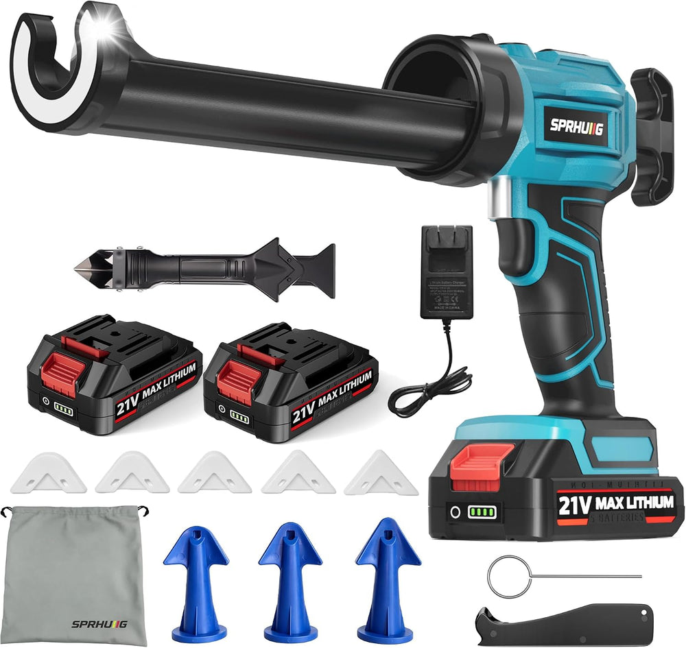Cordless Electric Caulking Gun Automatic Battery Powered Caulk Gun with 21V 2...