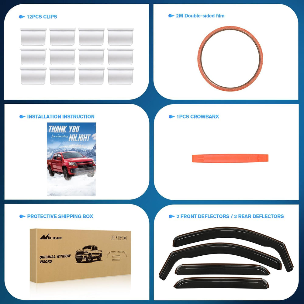 Nilight in-Channel Window Visors for Silverado/Sierra 1500 2007-2013, 4PCS