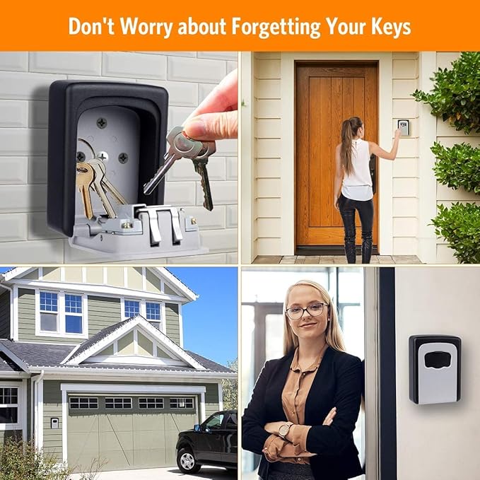 Key Lock Box Wall Mounted, Fayleeko 4 Digit Combination Lockbox (4Pack)