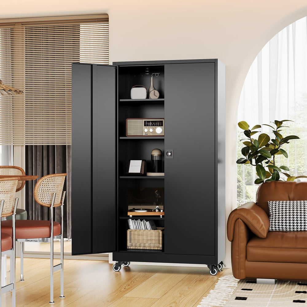 Fesbos Metal Rolling Storage Cabinet-74.6โ Tall Steel File Cabinets with Whee...