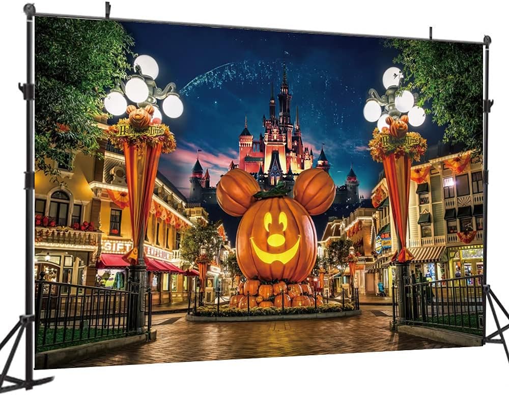 10X8FT Halloween Pumpkin Backdrop Night Street Backdrop Travel Happy Hallowee...