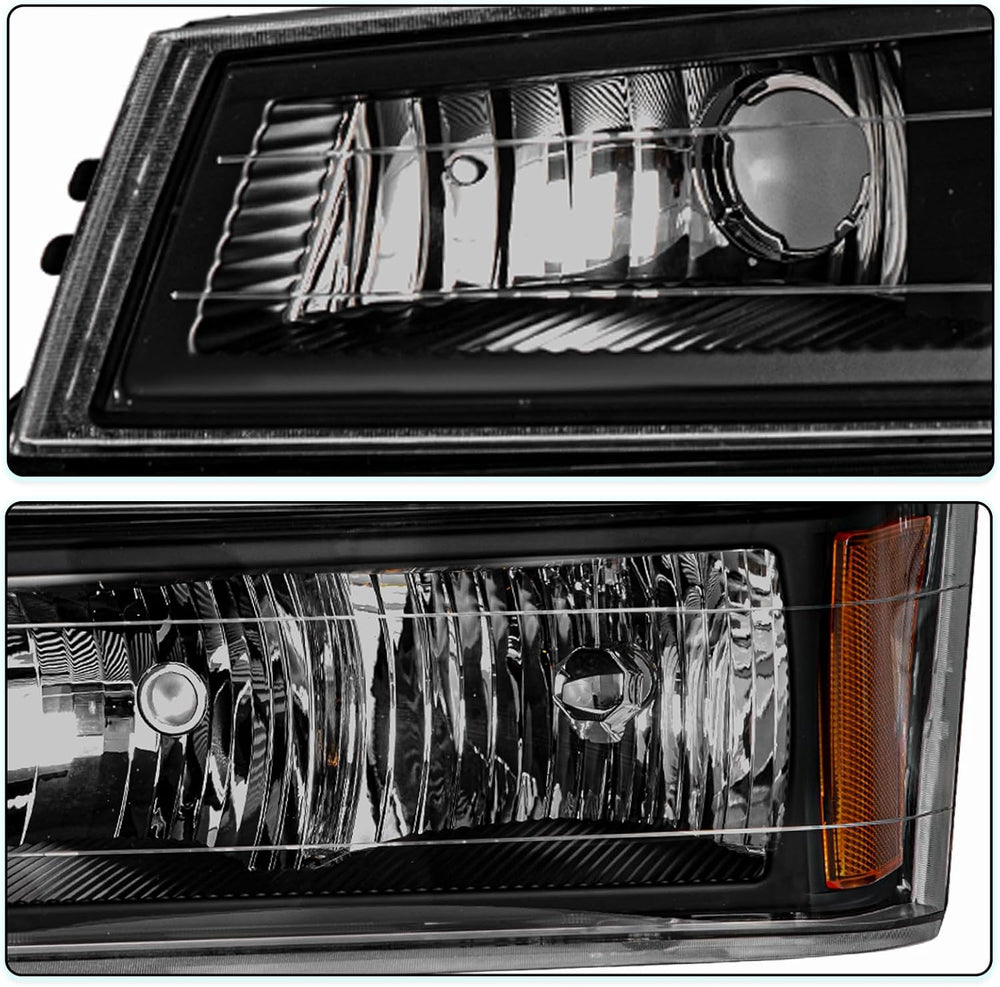 TUSDAR 4pcs Headlight Assembly Set Replacement for 2004-2012 Chevy Colorado/G...