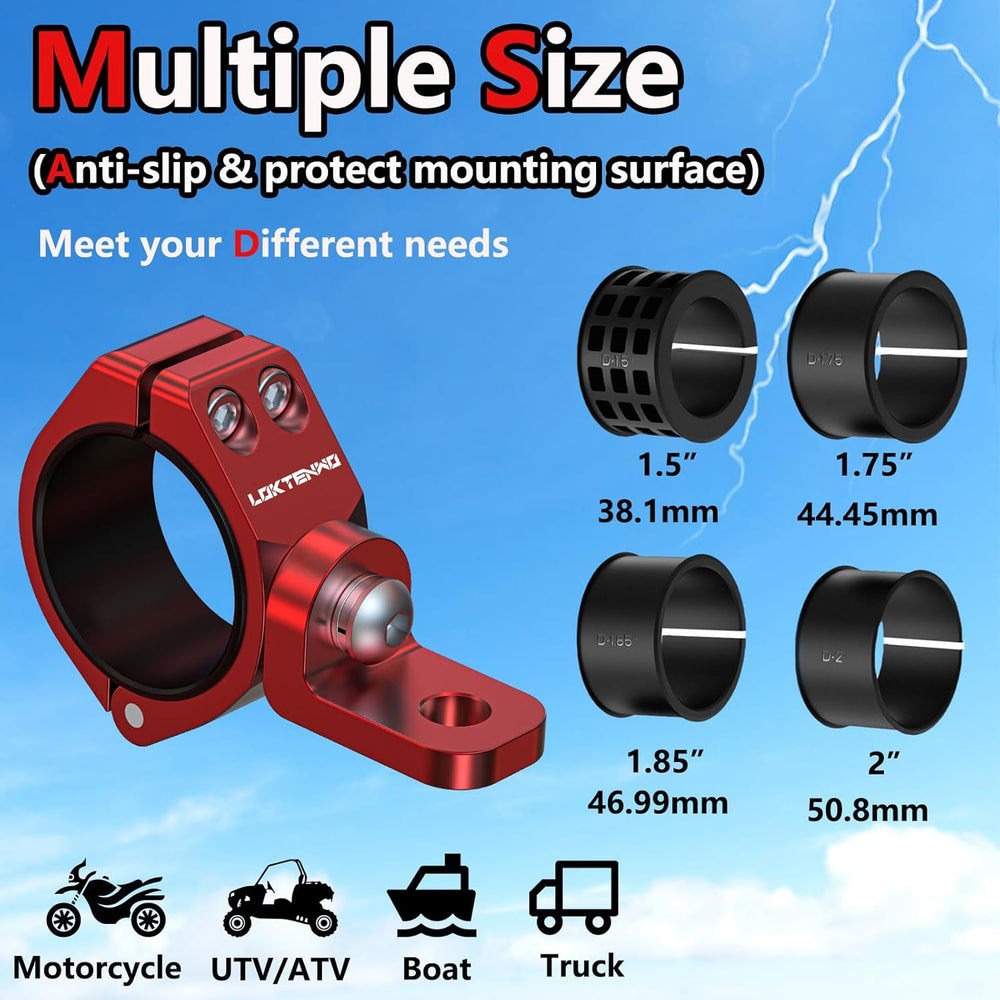 LOKTENWO 2 PCS Solid Heavy Whip Light Mount 360ยฐAdjustable Light Bar Mounting...