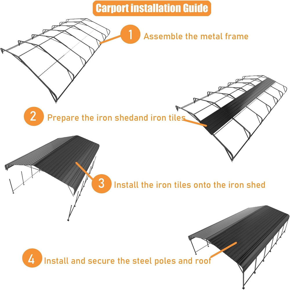 MNLR 20x30 FT Metal Carport Heavy Duty with Galvanized Steel