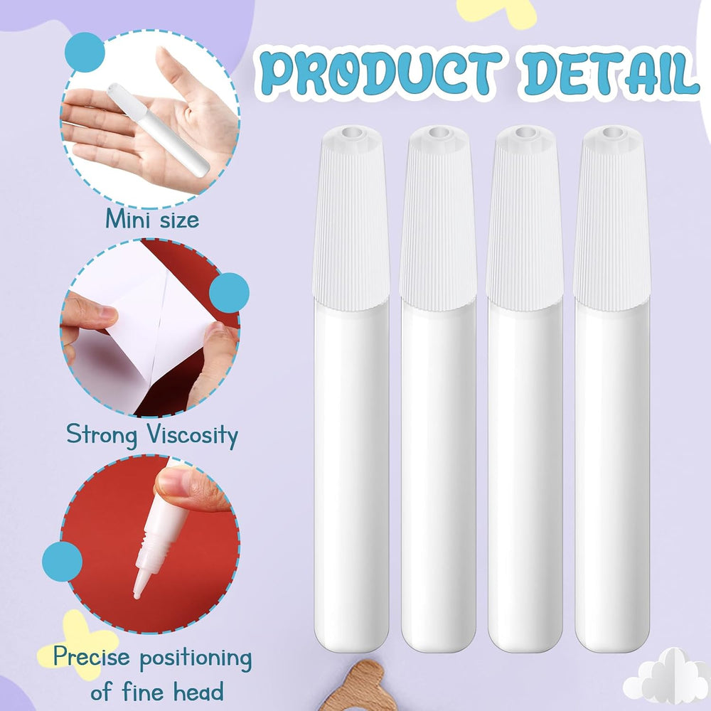 MotiMind 100 Pcs White Tacky Glue Pens Bulk for Crafts Quick Dry Mini Glue Pe...
