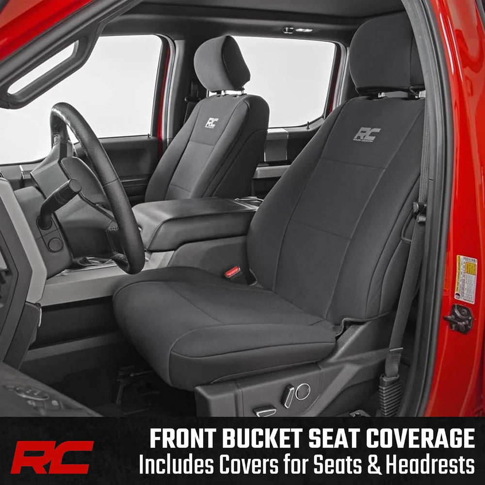 Rough Country Neoprene Front & Rear Seat Covers for Ford F-150, Lightning...