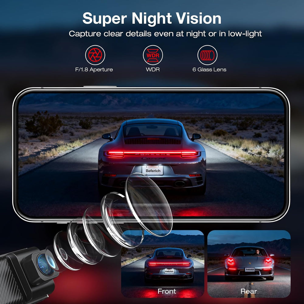 4K+2.5K Dash Cam Front and Rear, Built-in GPS, 5.8G WiFi, Free 64GB Card Incl...