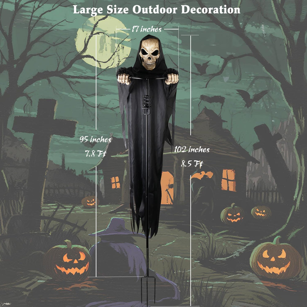 LarpGears Outdoor Halloween Skeleton Decorations, 7.8Ft Flying Rotated Skull ...