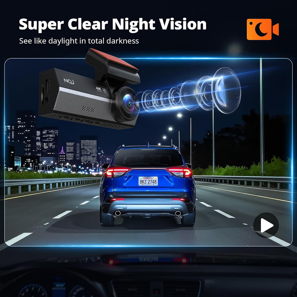 Dash Cams Front and Rear, NQJ 4K+2K Dual Dash Camera for Cars w 64GB Card