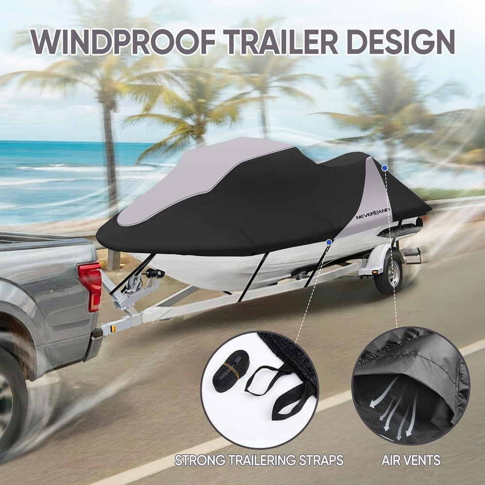 Trailerable Jet Ski Cover Waterproof Jetski Cover 115" to 120"(Grey)