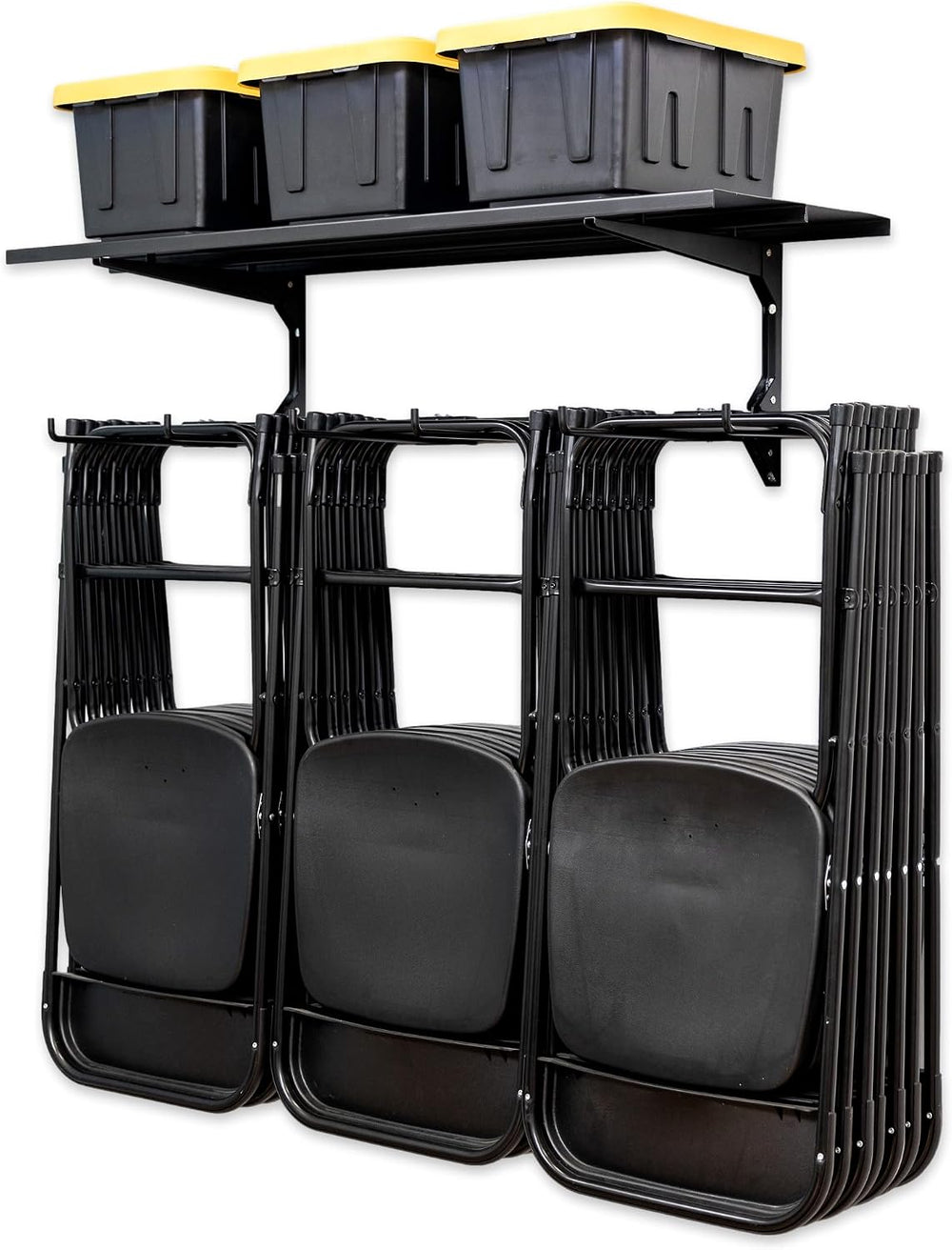 StoreYourBoard Chair Storage Rack with Storage Shelf – Folding Chair Rack for...