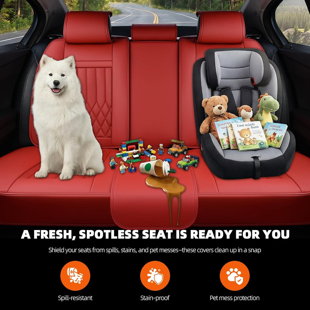 5-Seater Waterproof and Breathable Nappa Leather Car Seat Covers Full Set, Fi...
