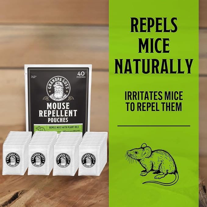 Grandpa Gus's Natural Mouse Repellent Pouches, Cinnamon/Peppermint Oils R...