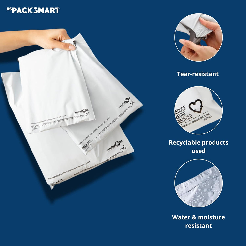 White Plastic Poly Mailers 12"x15" | Shipping Bags for Clothing, Bo...