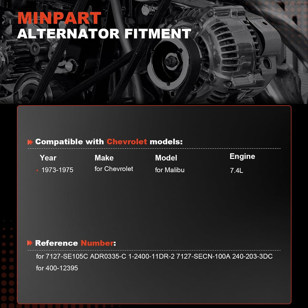 105AMP New Alternator Fit for Chevy for Buick High Output for 7127-SE105C