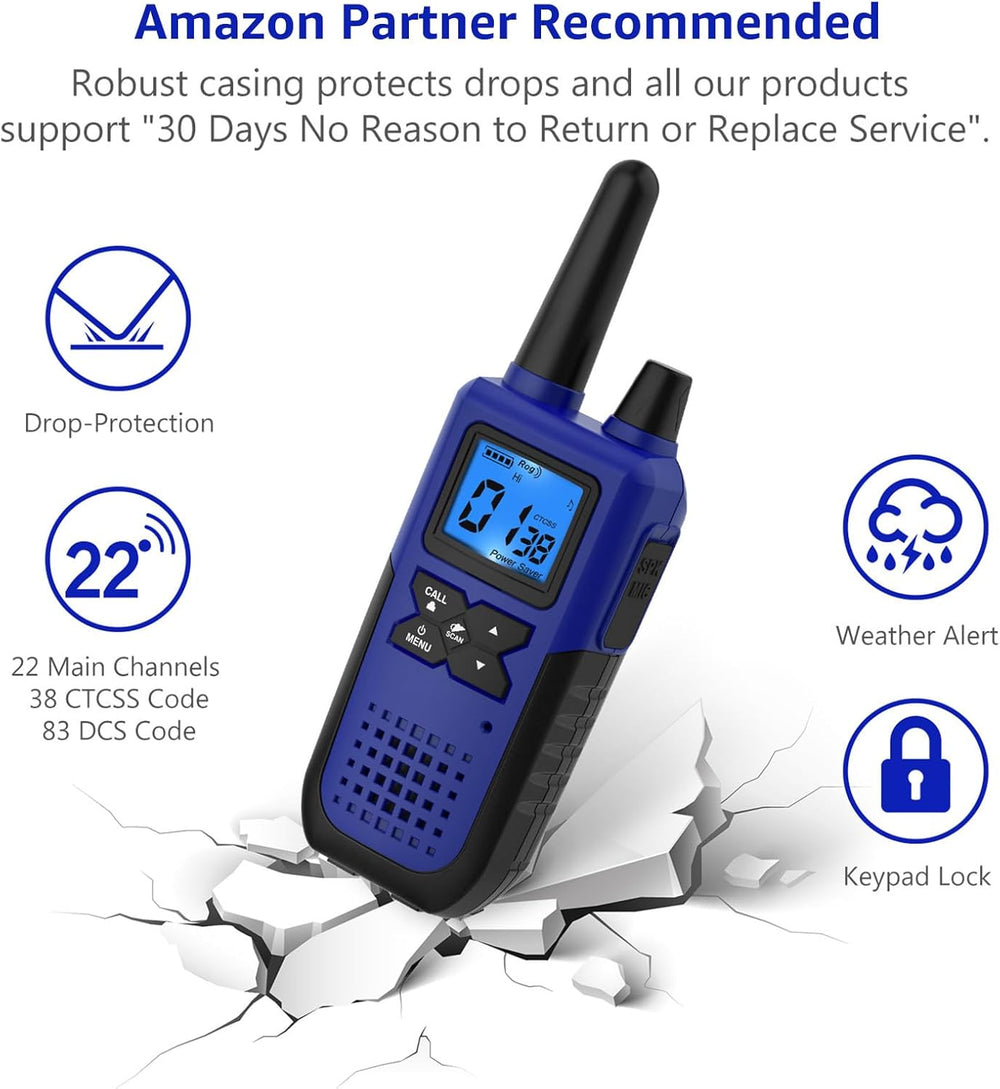 Topsung Walkie Talkies Long Range FRS IVOX NOAA 1800mAh Li-Po Rechargeable