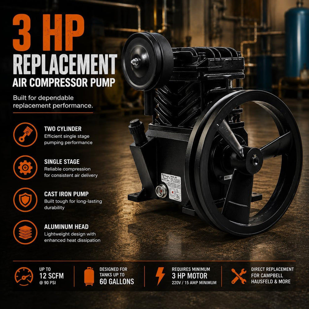 3HP Cast Iron Air Compressor Pump Replacement Compressor Source
