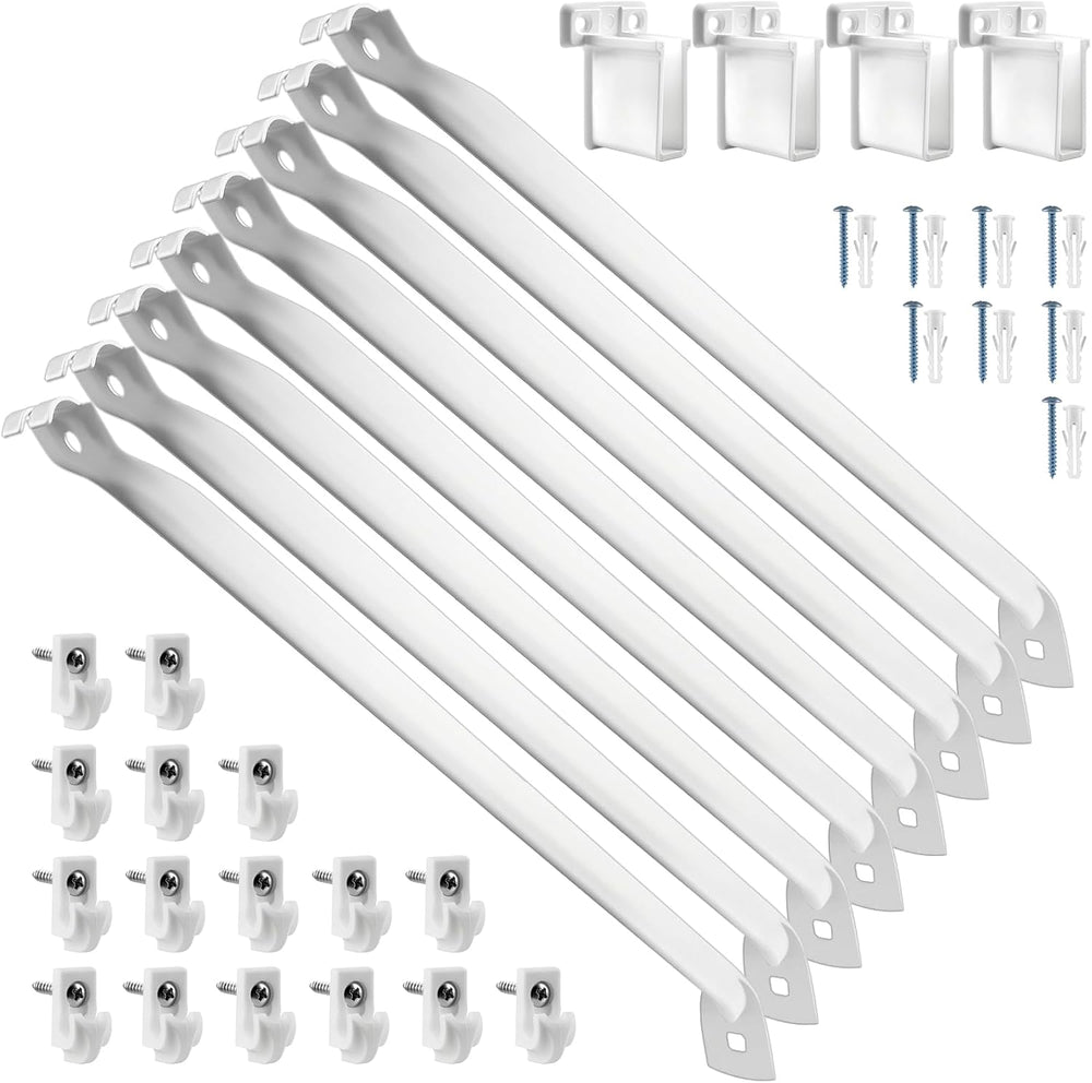 12 Inch Wire Shelf Brackets Set, 8 Pack Metal White Closet Support Bracket wi...