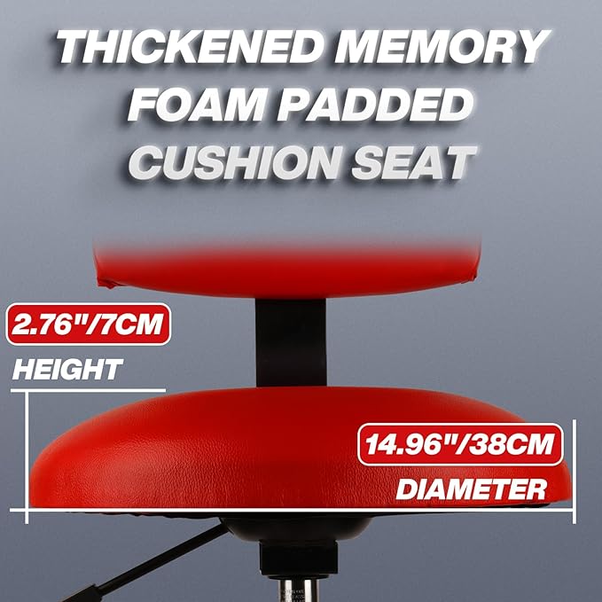 Shop Stool with Backrest, Mechanic Garage Stool