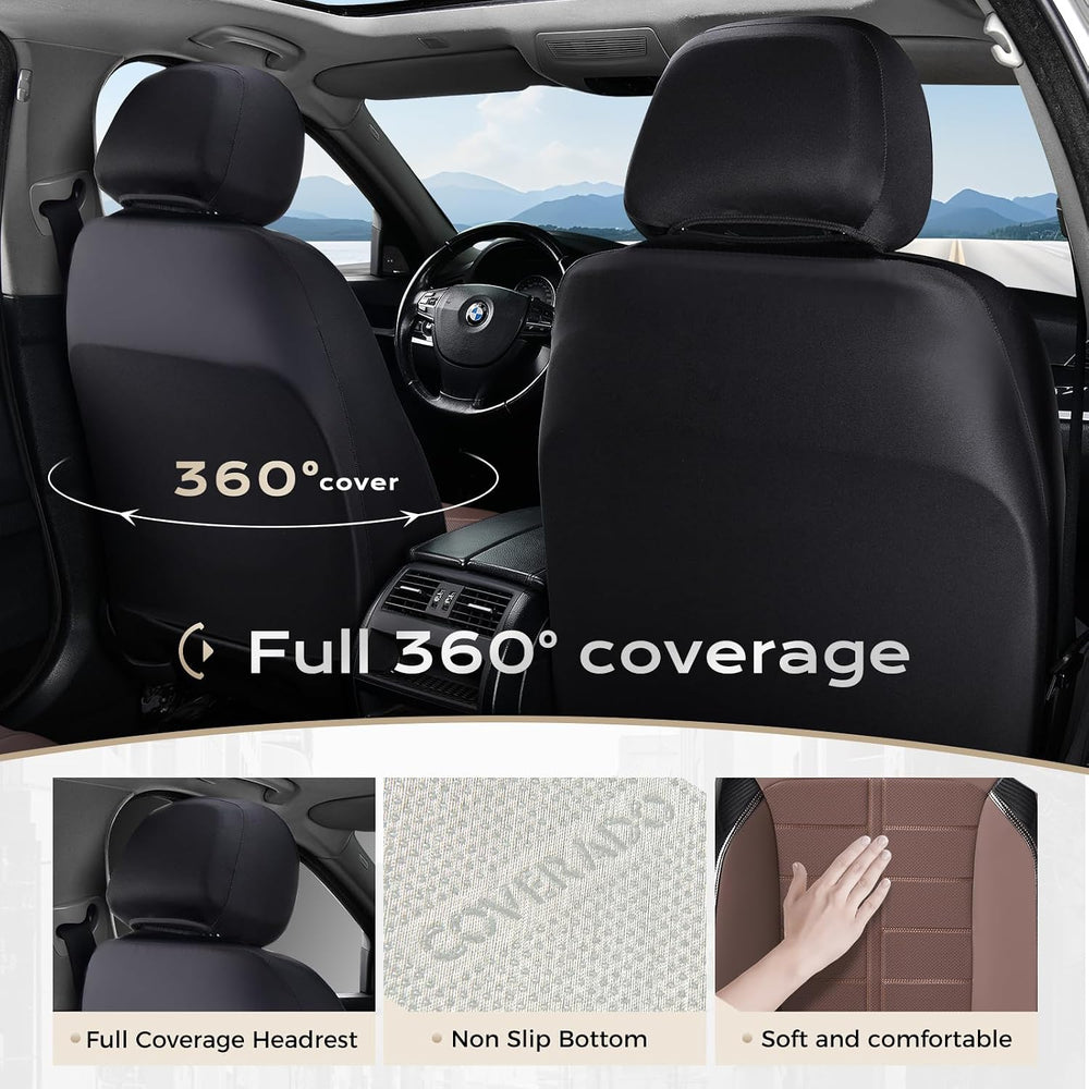 Coverado Full Set Leather Car Seat Covers, Crafted with Full Leather Construc...