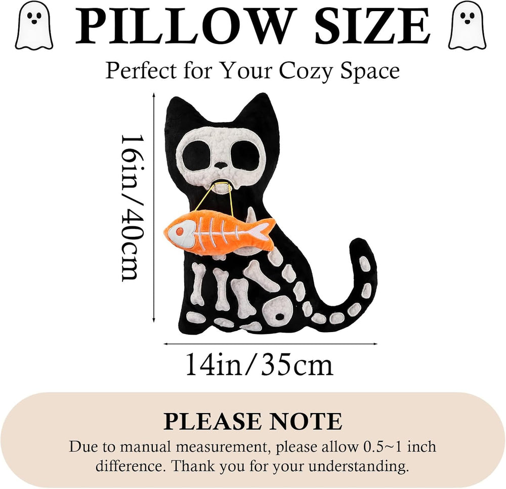 Bunny Chorus Halloween Decorations Plush Throw Pillow, Cute Black Cat Skeleto...
