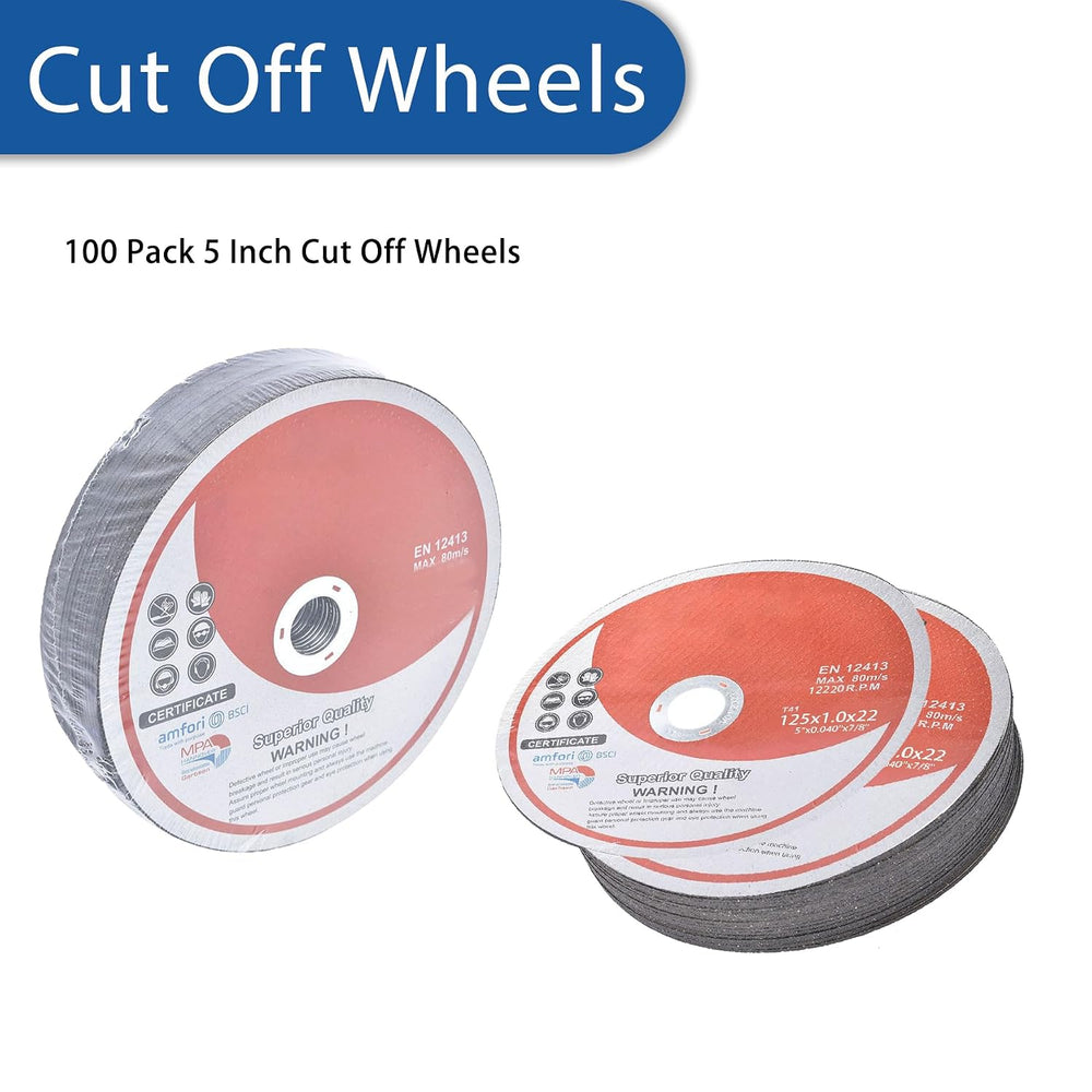 100 Pack 5 Inch Cut Off Wheels for Metal and Stainless Steel Cutting Discs fo...