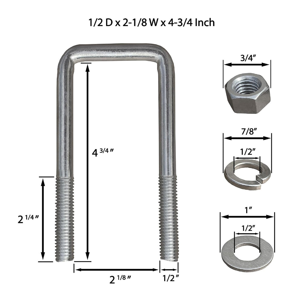 A.A Square U Bolts with Hardware for Boat Trailer, Electro-Galvanized Steel, ...