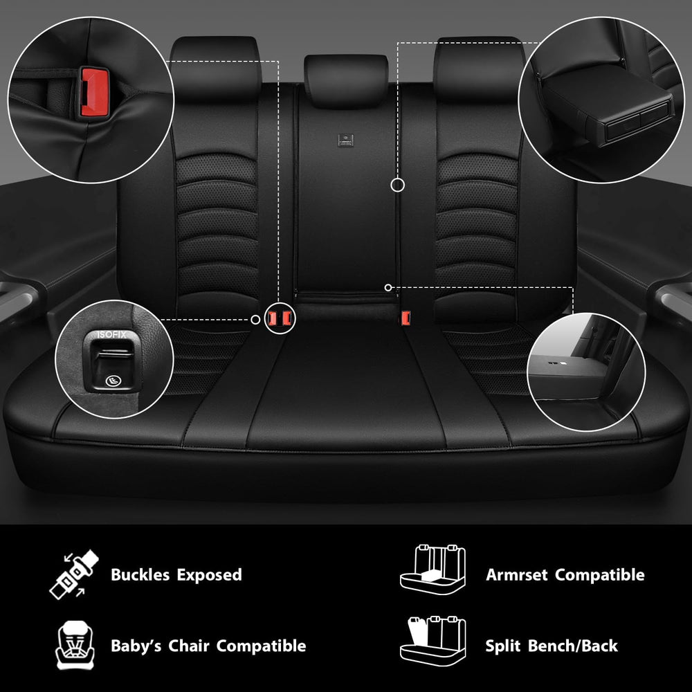 CAR PASS Leather Back Seat Cover, Universal Waterproof Bench Rear Seat Cover ...