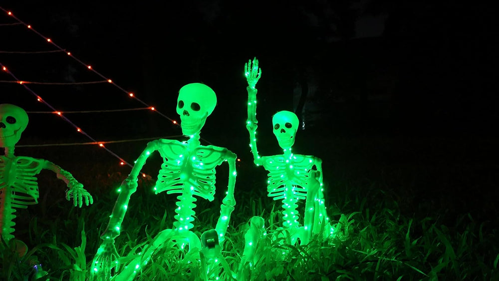 2Pack36 Halloween Light up Skeleton Deco(350 Green Lights,6H autoโOff)