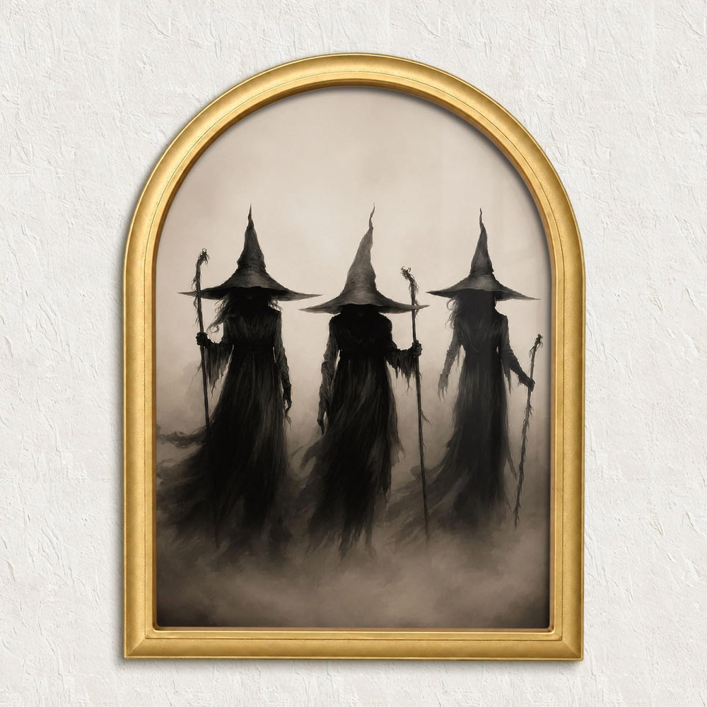 Wheatwin Halloween Witch Decor Wall Art, Spooky Arched Framed Wall Art