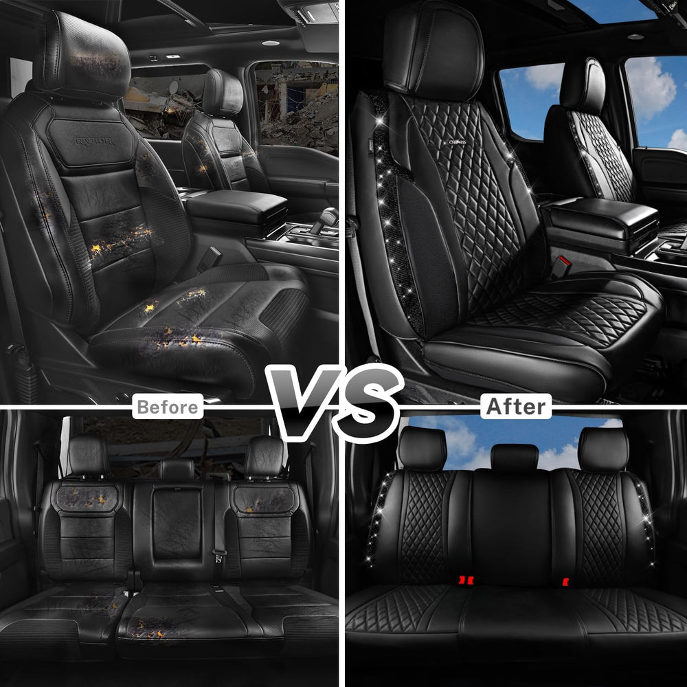 CAR Pass Bling Car Seat Covers, Microfiber Nappa Leather Luxury Cushioned, Wa...