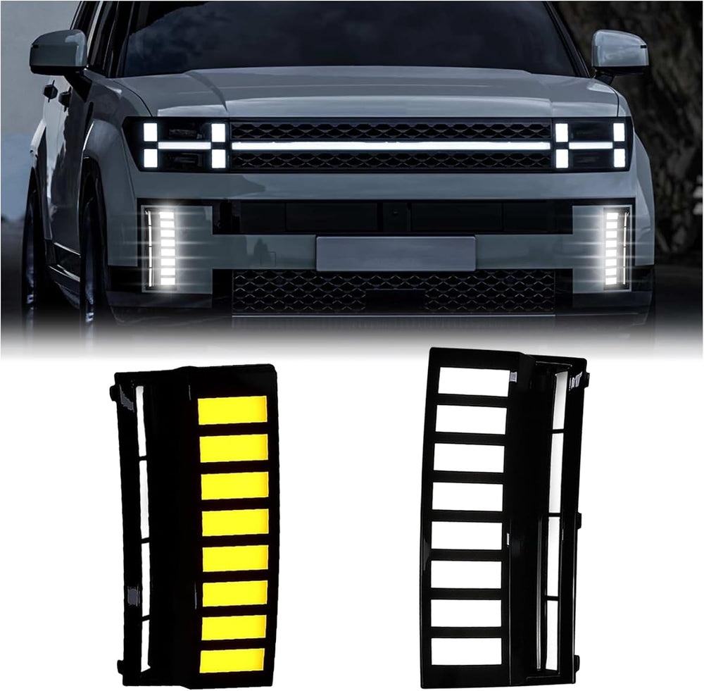 LED Front Bumper Fog Lights Amber Sequential Turn Signals for Hyundai Santa F...