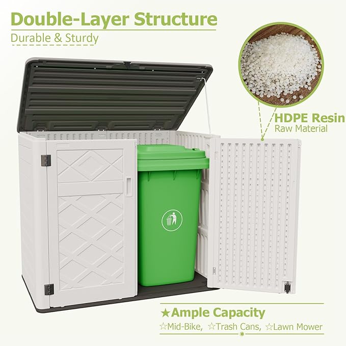 HOMSPARK Storage Shed Weather Resistance, Horizontal Storage Shed