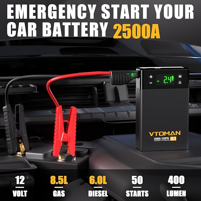 VTOMAN X1 Jump Starter with Air Compressor, Car Battery Jumper Starter with