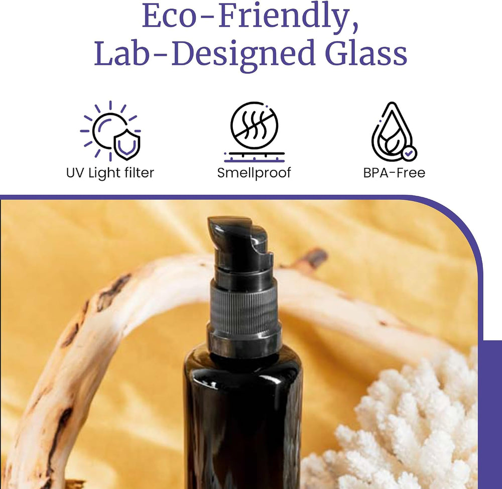 Infinity Jars 50 ml Ultraviolet Glass Lotion Pump Bottle, Refillable 3-Pack