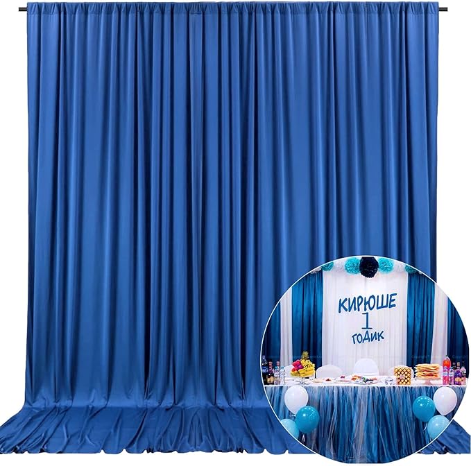 10 x 7 Feet Blue A Backdrop Curtain for Partie, Background Curtains for Photo...
