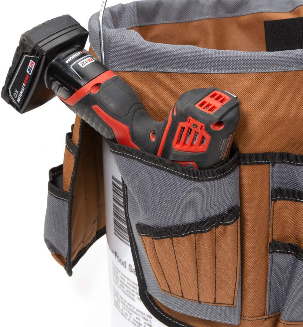 Dickies 35-Pocket 5-Gallon Bucket Organizer With Drill Holster, Padded Handle...