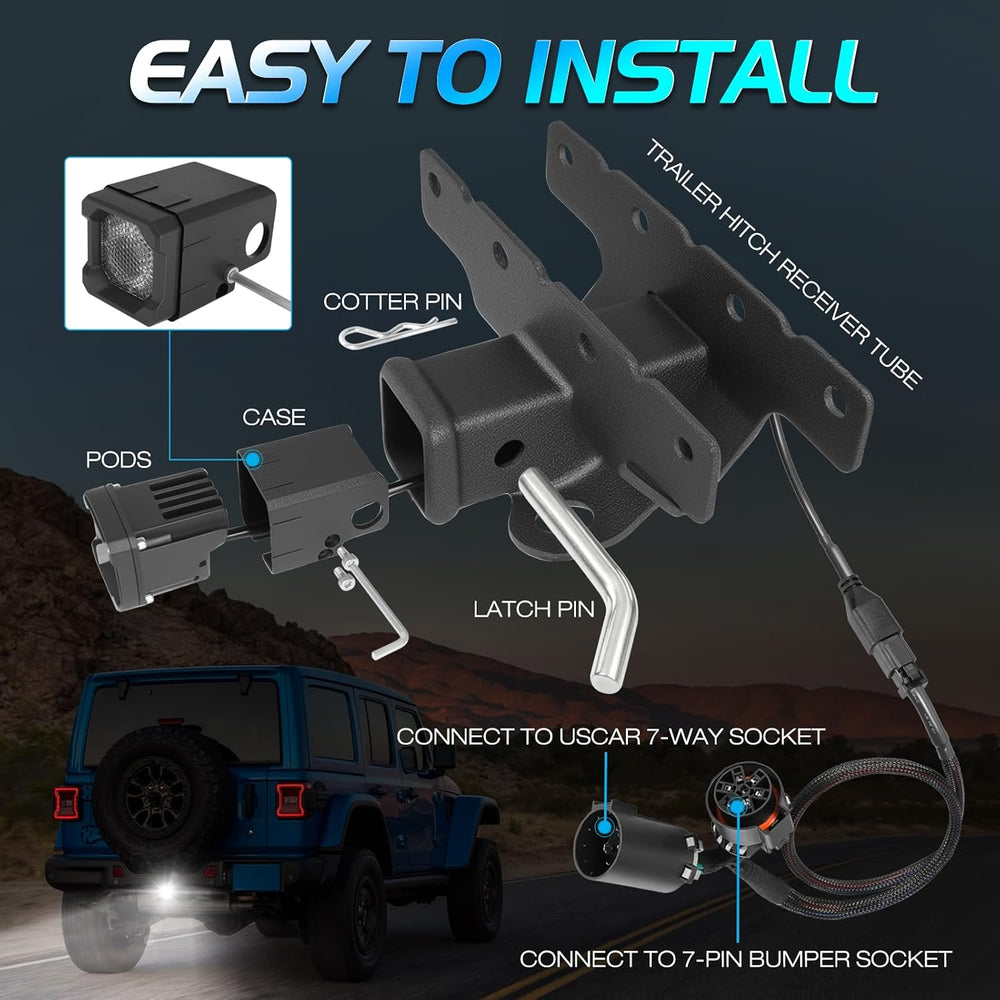 Flood Hitch Lights Kits, Niwaker LED Reverse Light for 2x2 Inch Trailer Hitch...