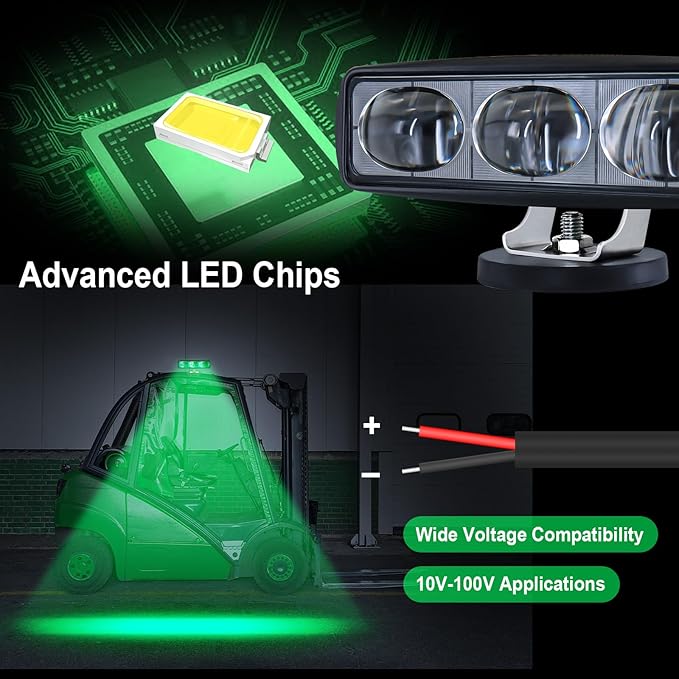 2Pcs Forklift Safety Light Green, 30W Straight Line Forklift and AGV Safety