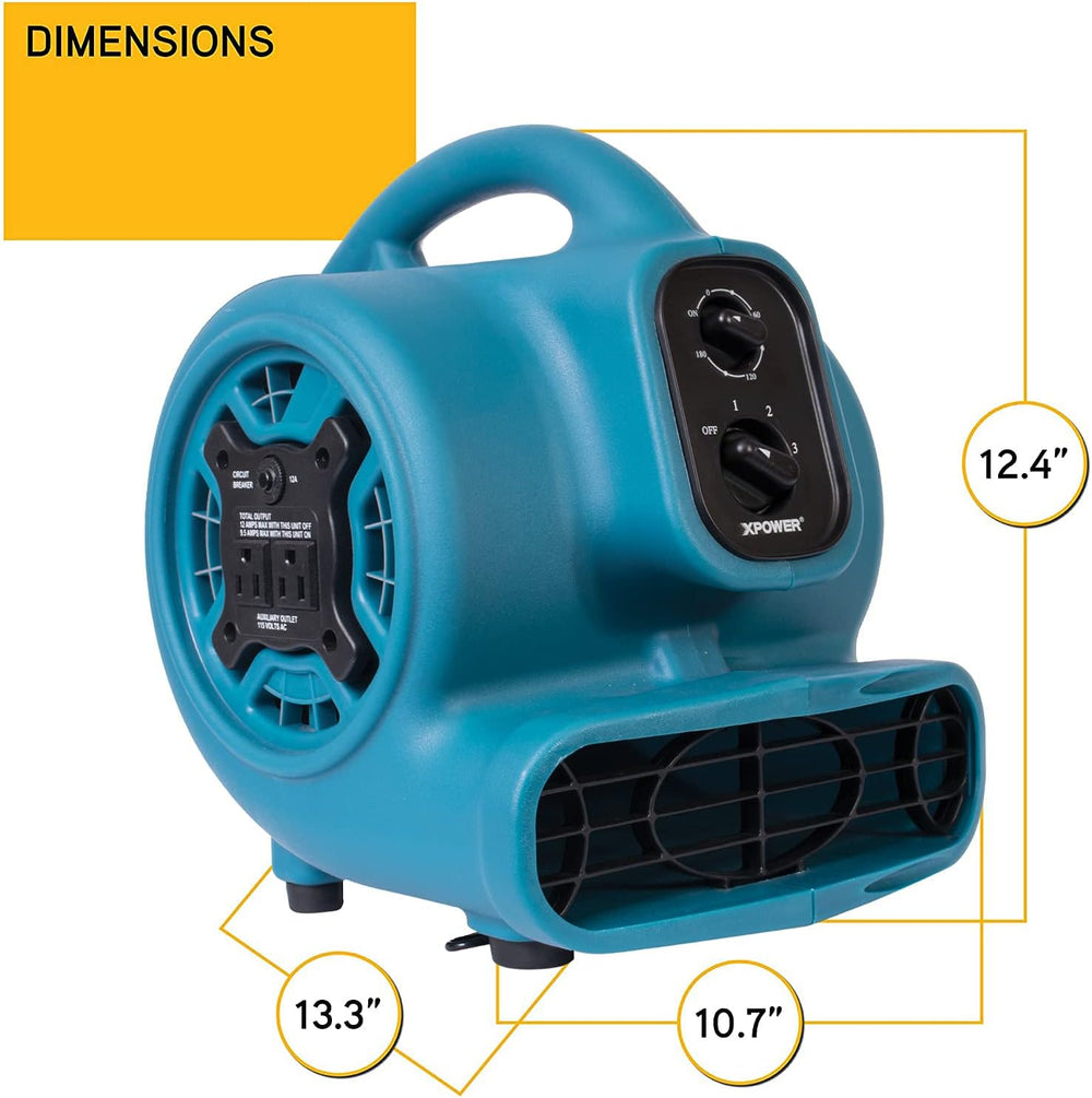 XPOWER P-230AT Mini Mighty 1/4 HP 925 CFM Centrifugal Air Mover, Carpet Dryer...