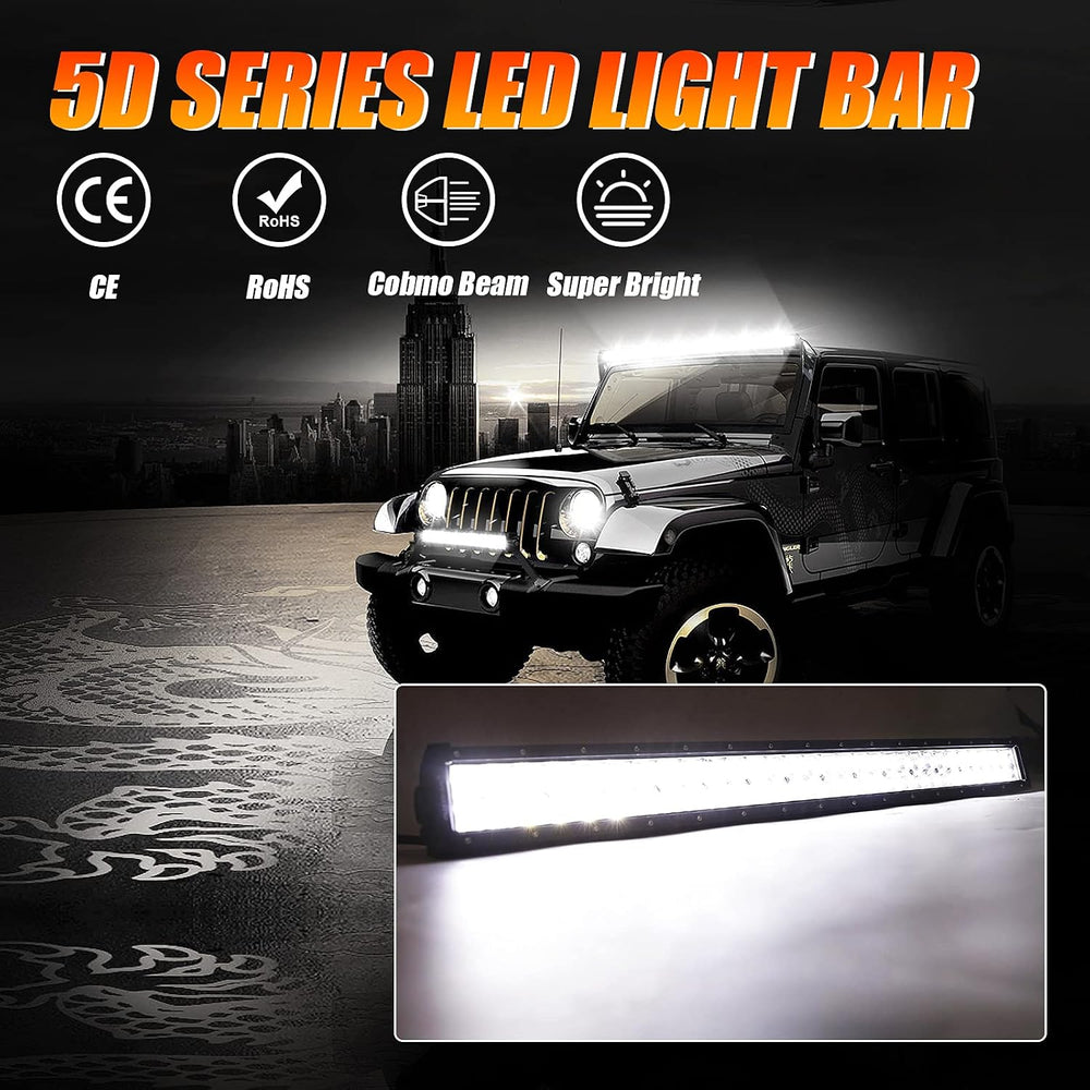 Auxbeam 5D Series 50 Inch LED Light Bar, 288W Off Road Driving Work Light