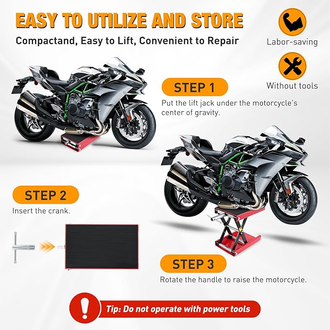 Nilight Motorcycle Lift Jack 1100 LBS Scissor Jack Stand Lift from 3.4" ...