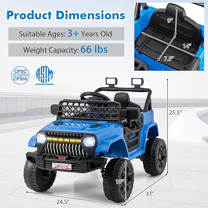 Costzon Kids Ride On Truck, 12V Battery Powered Electric Vehicles w/Remote