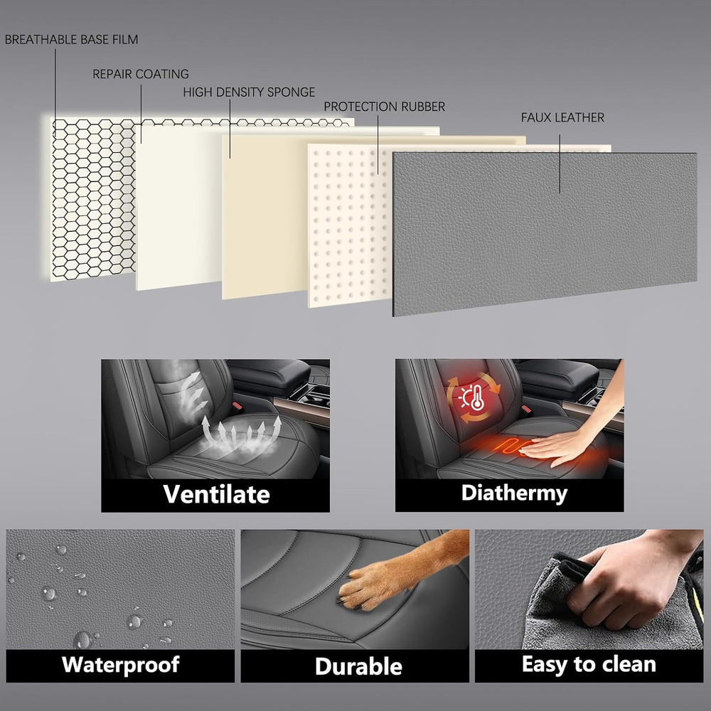 Leather Car Seat Covers Full Set,Universal Fit for Most Cars,SUVs and Sedans,...